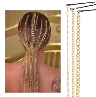 China Dvacaman 2020 Fashion Trendy Wig Extension Gold Plated Tassel Hair Clip Hair Accessories Chains Head Chain Jewelry for sale