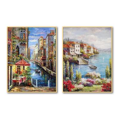 China European Cross Stitch Kits Embroidery DIY Stitching Stamped Fabric Set For Home Decoration Patterns Seaside Landscape NCMS081 for sale