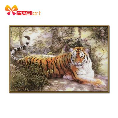 China European Square Rhinestone Painting Wood View Crystal Tiger Art Canvas Kit for sale