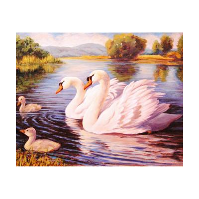 China CLASSIC Swan Factory Diy Diamond Mosaic Wall Painting Oil Painting Canvas Animal Diamond Painting Decoration XZMA0002 for sale