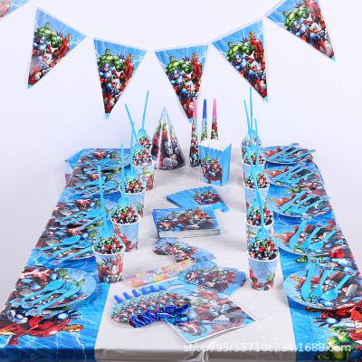 China Boy's birthday party PAPER children's avengers decorations dress up background decoration shop paper cup store for sale