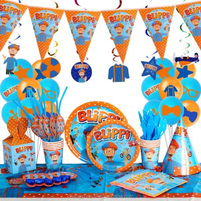 China Festival Decoration Blippi English Teacher Birthday Party Tableware Supplies Shop Paper Napkin Paper Napkin Party Supplies for sale