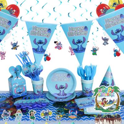 China Festival Decoration Lilo And Stitch The Series Birthday Party Decoration Party Gift This Paper Cups Disposable Tableware Dish for sale