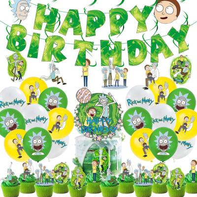 China Rick and Morty Birthday Party Decorations Paper Plate Paper Cup Girl Birthday Dress for sale