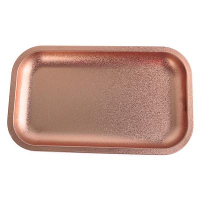 China HOKirin JL-003Z Custom Wholesale New Arrival Rose Gold Plated Metal Tin Rolling Serving Tray for sale