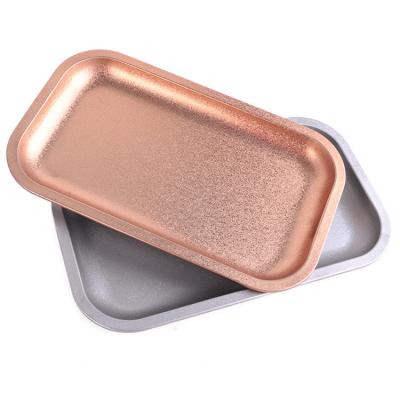 China Hotel/Restaurant/Smoking/Home Use Custom Rolling Serving Tray JL-003Z Rose Gold Plated Metal Tin for sale