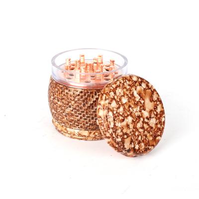 China JL-J0371 Natural Fiber Tobacco Herb Spice Metal Grinder Decorative Matte Grinder Drop Shipping Wholesale Tobacco for sale