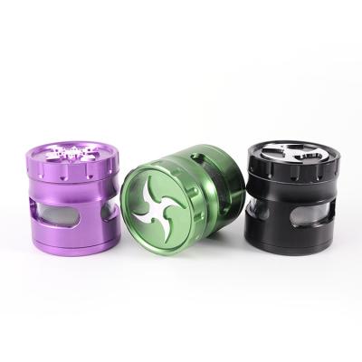 China Custom Logo Smoking Accessories Aluminum Alloy 55mm 63Mm 4 Layers Metal Manual Tobacco Herb Grinder for sale