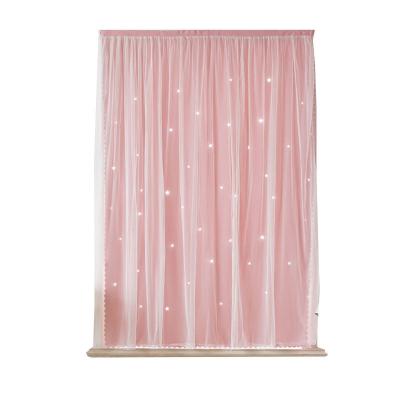 China 2020 Hot Sale Magic Insulated Strip Free Punch Hollow Star Short Curtain Net Fabric for sale