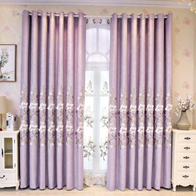 China Wholesale Pure Polyester High Shading Flat Embroidered Velvet Chenille Curtains Living Room Curtains Fabric for sale