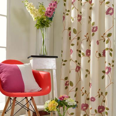 China Insulated Modern Pastoral Semi-shading Curtain Embroidery Curtain Fabric for sale