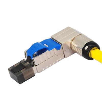 China audio & cat7 rj45 plug cat 7 right angle zinc alloy toolless rj45 connector for sale