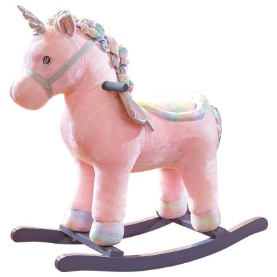 China High Quality Lovely Gift Factory Wholesale Unicorn Rocking Horse Pink Unicorn Rocking Horse Plush Toy For Kids for sale