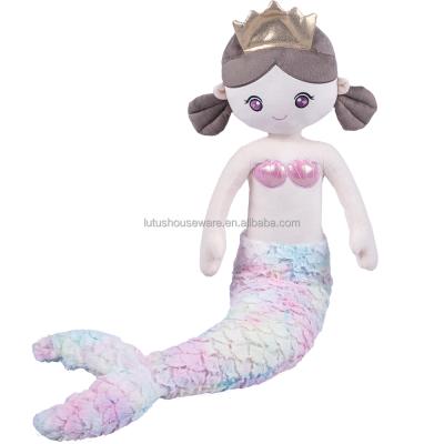 China Cute gift free sample kawaii mermaid plush doll for kids gift plush princess mermaid soft stuffed rag doll with rainbow fluffy tail for sale