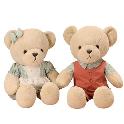 China Wholesale Wearing Stuffed High Quality Plush Teddy Bear Plaid Skirt Couples Teddy Bears Cute Mini Gift for sale