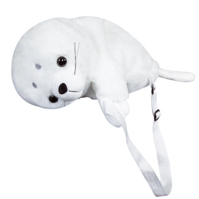 China Lovely Gift Lovely White Seal Plush Backpack Stuffed Plush Bag Wholesale Seal Animal Toys for sale