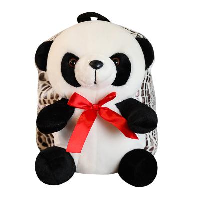 China Cute panda backpack stuffed panda backpack gift free sample kawaii plush purse for kids adults panda purse for sale