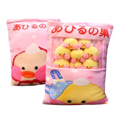 China Cute Gift Hot Sale Cute Snack Pillow Stuffed Coffee Mimi Lalafanfan Duck Plush Kawaii Cushion Duck Toys Pudding Throw Pillow for sale