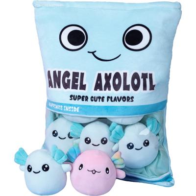 China Hot Selling Axolotl 6pack Hot Sale Cute Plush Toys Rinbow Axolotl Axolotl Animal Snack Toys Tile Cushion For Gifts for sale