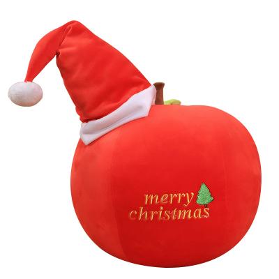 China Pretty Gift Christmas Squishy Hat Red Apple Shaped Soft Stuffed Plush Pillow Christmas Apple Throw Pillow for sale