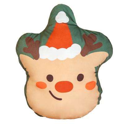 China Pretty Gift Christmas Stuffed Santa Plush Pillow Double Printed Soft Plush Christmas Gingerbread Cushion Decor for sale