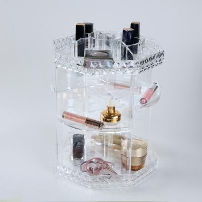 China Sustainable Wholesale Table Space Makeup Organizer Rotating Makeup Organizer Acrylic Makeup Organizer for sale