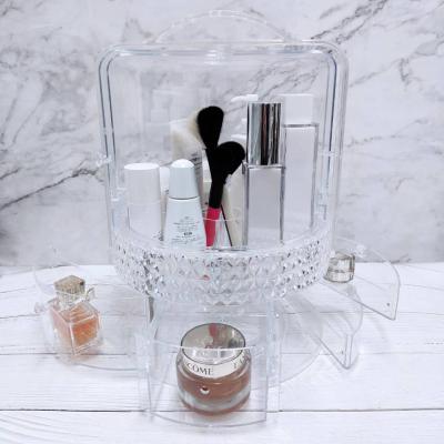 China Workable Choice Fun Large Dustproof Makeup Organizer 360 Degree Rotating Makeup Organizer With Spinning Door for sale