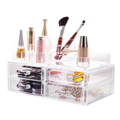 China Transparent PET Cosmetic Storage Box Makeup Organizers Viable With Drawers for sale