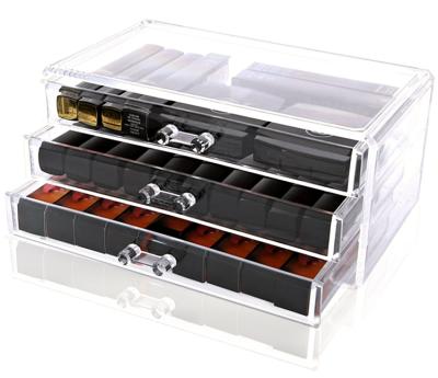 China Viable Wholesale Acrylic Makeup Organizer Storage Box With 3 Tier Drawers for sale