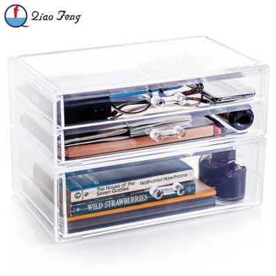 China Fun Choice Sustainable New Design Clear Bathroom Desktop Makeup Storage With Drawers for sale