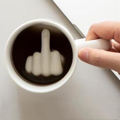 China Sustainable Coffee Mug  Funny Middle Finger Cups And Ceramic Mugs For Coffee Tea Milk for sale