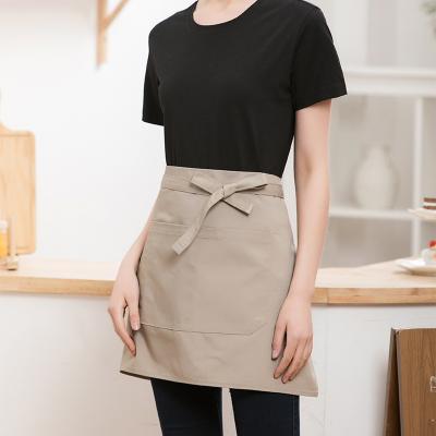 China Washable Cooking Home custom design logo Half cotton linen waiter apron Apron logo Kitchen half waiter Aprons for sale