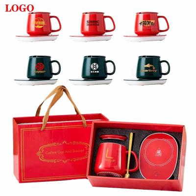 China Sustainable Christmas hot gift set Mug heating pad temperature control intelligent 55 degree Coffee cup Space heater customizable logo for sale