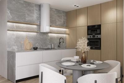 China Custom Modern Wood Kitchen Cabinets Bespoke L Shaped Kitchen System for sale