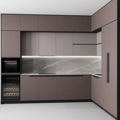 China Free 3D Design Modern Custom Countertops PET Kitchen Cabinet for sale