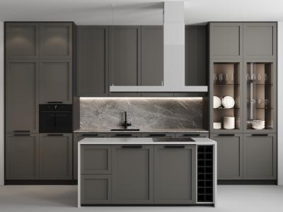 China Ready to Assemble Modern Design Custom Island PVC Cabinet Kitchen Wood Cabinet Kitchen for sale