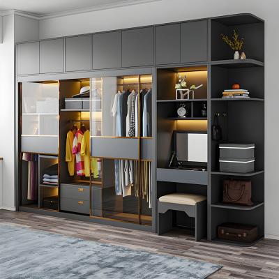 China Bedroom Furniture Cloth Wardrobe MDF Sliding Door Storage Wardrobe Closet for sale