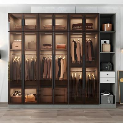 China Custom Wardrobe with Glass Door Contemporary Interior Storage Walk in Closet Wardrobe for sale