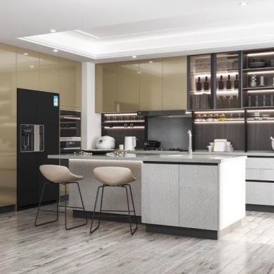 China Luxury Painted Laminate Melamine Kitchen Cabinets For Builders for sale