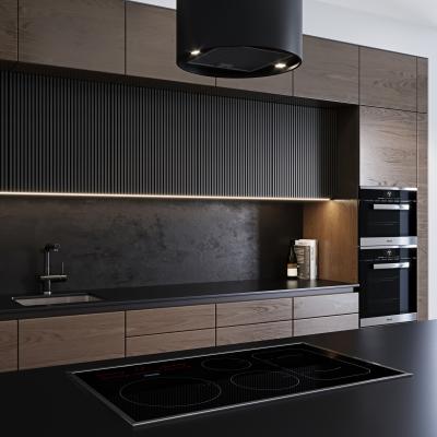 China Modular Modern Kitchen Black Melamine Kitchen Cupboards Lacquer Painting Kitchen Cabinets For Apartment for sale