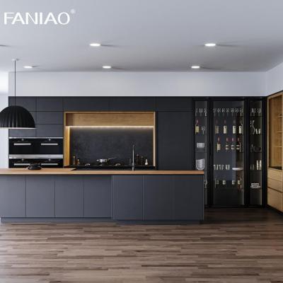 China Wholesale Contemporary Cupboard Free Design Melamine Flat Pack Kitchen Cabinet for sale