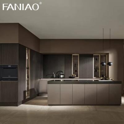 China Direct Wholesale Modern Modular Melamine Cabinets Flat Panel Full Overlay Kitchen Cabinets for sale