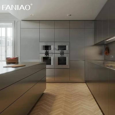 China Fabricante Alta Qualidade Estilo Europeu Luxo 304 Aço Inoxidável Gabinete de Cozinha Mobiliário de Cozinha Apartamento à venda