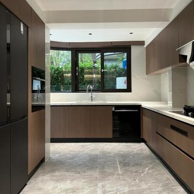 China Professional Complete Wooden Veneer Kitchen Design Modern Cupboards For kitchen Cabinet for sale