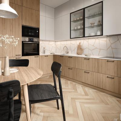 China Wall Modern Kitchen Cabinet Villa Designs Simple Custom Luxury Wood Veneer Kitchen Cabinet for sale