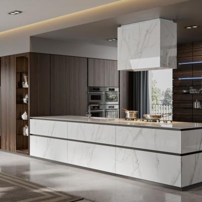 China High-end Design Melamine Kitchen Cabinet with Customization Options and Automatic Push-to-Open Doors for sale