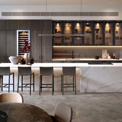 China Factory Price High End Complete Luxury Kitchen Unit Import Hotel Free Design Modern Wood Kitchen Cabinet Manufacturing for sale