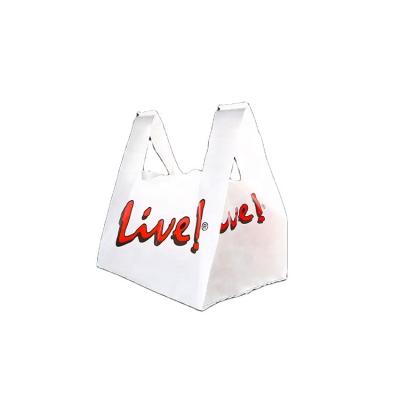 China BIODEGRADABLE Custom Logo Printed Custom Logo T-shirt Square Bottom Cambodia Vest Plastic Bag for sale