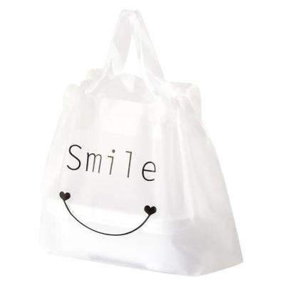 China Custom Colorful Recyclable Clean Logo Large Size Plastic Drawstring Gift Packaging Bags for sale