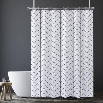 China Sustainable Design Luxury Bathroom Plus Shower Curtain Set Wholesale Custom Printed Bath White Waterproof Shower Curtain With Free Hook for sale